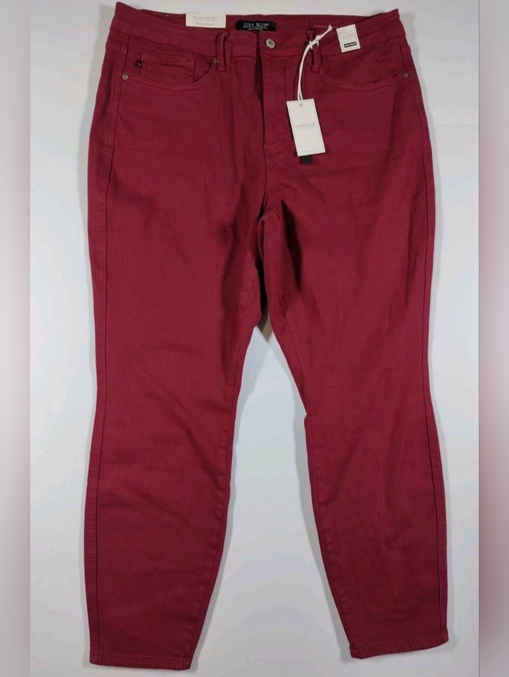 NWT Judy Blue Scarlet Red High-Rise Skinny W/ Tummy Control Jeans 18W (36Wx28L)